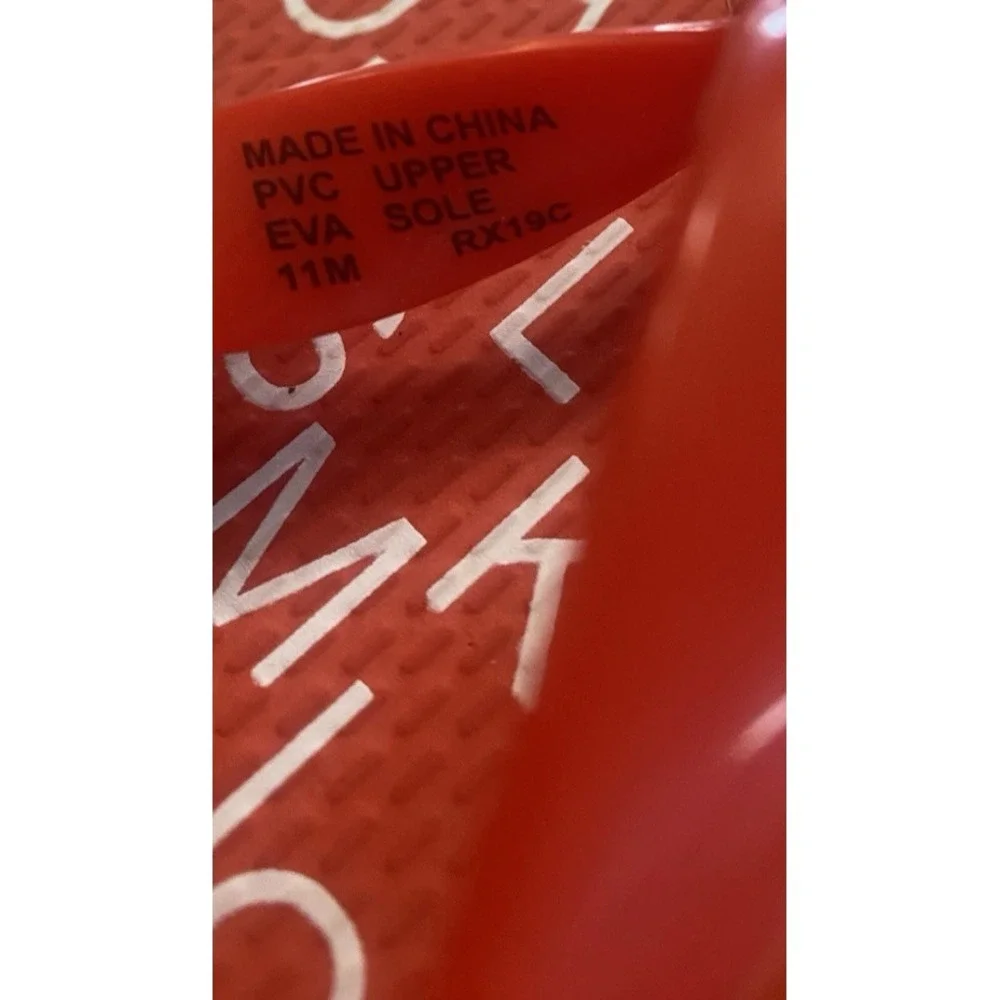 NEW MICHAEL KORS FLIP FLOP MANDARIN LOGO PRINT GOLD MK LOGO SIZE 11, $69.99